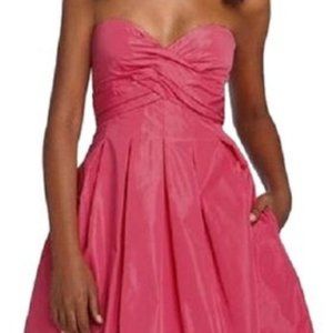 Sateen Pleated Strapless Tulle Taffeta Cocktail Dress